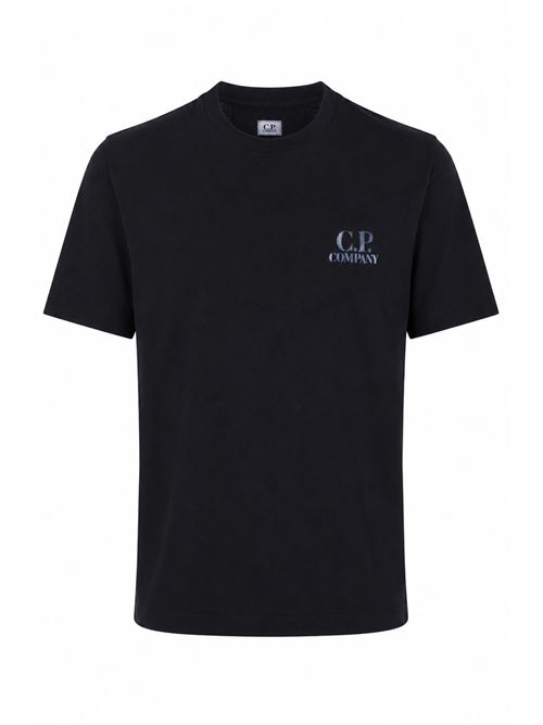 T-shirt in jersey di cotone 30/1 con stampa Total Eclipse Blue C.P. COMPANY | 20CMTS143A 110579W888